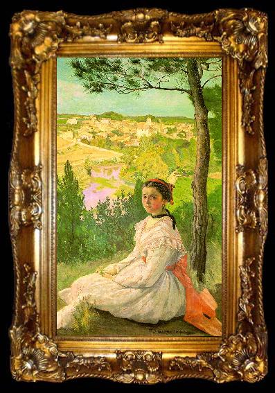 framed  Frederic Bazille View of the Village, ta009-2